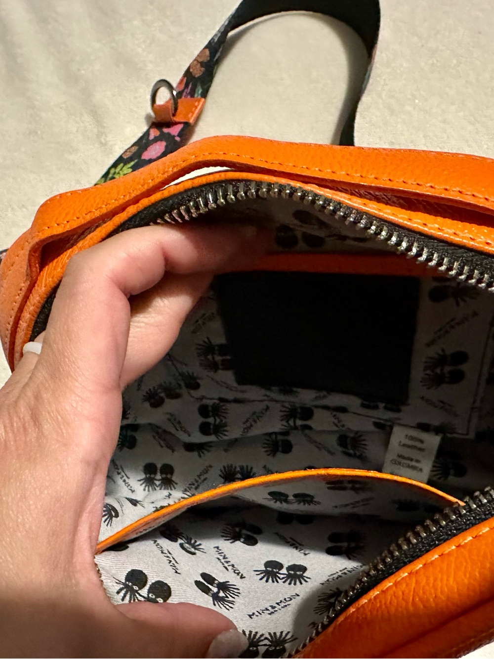 Orange Embroidered Tiger Crossbody Bag - Picture 2 of 7